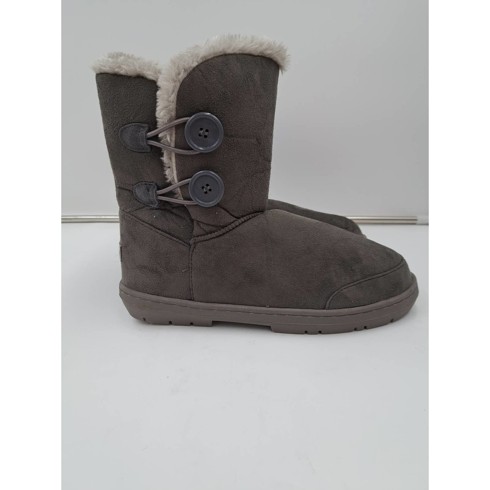 Holly Grey Mid calf booties w/faux fur inside 2 button closure EU 43  US 11